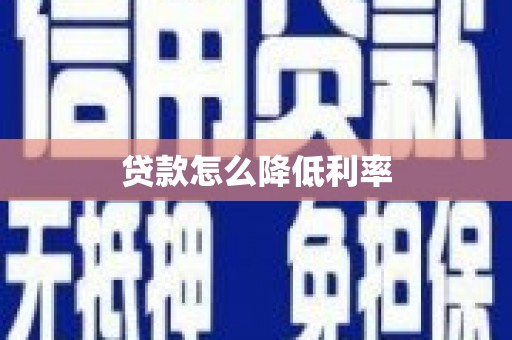 娄星贷款怎么降低利率